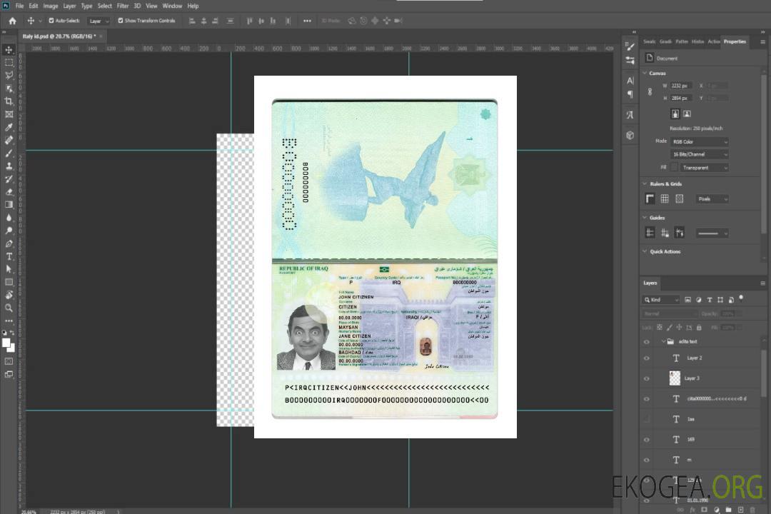 Passeport irakien 2024-présent template Passeport irakien 2024-présent template